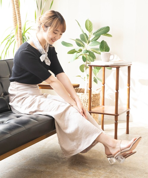 menue（メヌエ）の「ラウンドトゥ PVCクリアヒールサンダル（サンダル・レディース・ライトグリーン/アイボリー/ベージュ/パイソン・S/L/3L/LL/XS/M）」の20枚目の写真