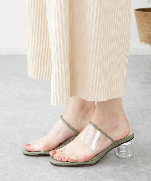 menue（メヌエ）の「ラウンドトゥ PVCクリアヒールサンダル（サンダル・レディース・ライトグリーン/アイボリー/ベージュ/パイソン・S/L/3L/LL/XS/M）」の11枚目の写真