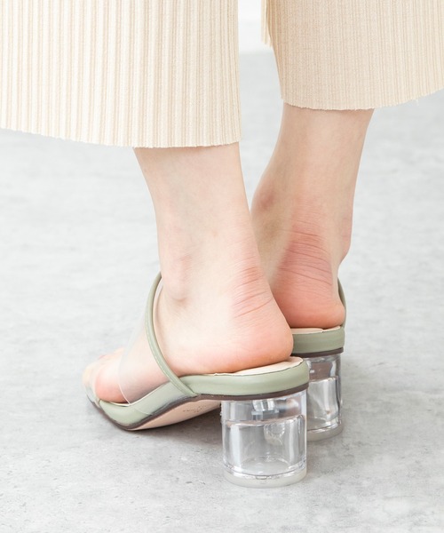 menue（メヌエ）の「ラウンドトゥ PVCクリアヒールサンダル（サンダル・レディース・ライトグリーン/アイボリー/ベージュ/パイソン・S/L/3L/LL/XS/M）」の21枚目の写真