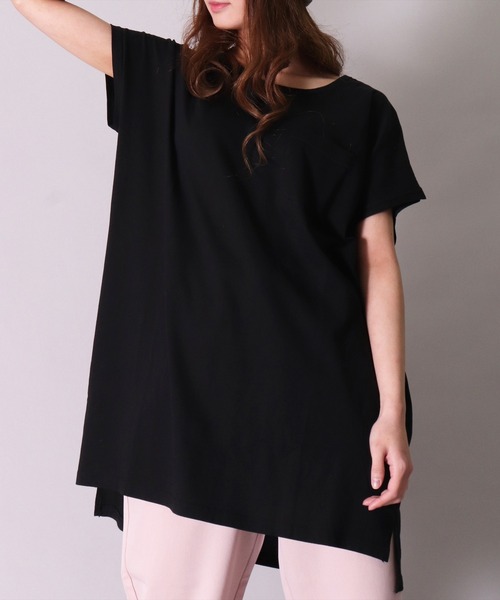 BAYBLO（ベイブロ）の「サイドスリット クルーネック Tシャツ(BT)（Tシャツ/カットソー・レディース・ブラック/ホワイト/カーキ・LARGE/MEDIUM）」の2枚目の写真