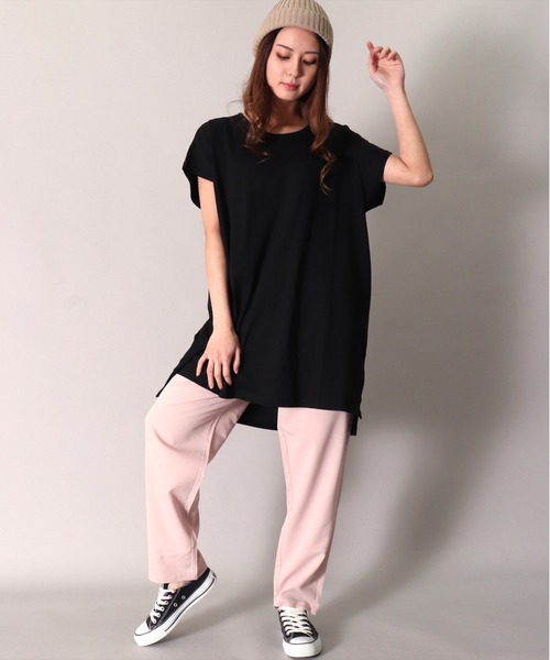 BAYBLO（ベイブロ）の「サイドスリット クルーネック Tシャツ(BT)（Tシャツ/カットソー・レディース・ブラック/ホワイト/カーキ・LARGE/MEDIUM）」の15枚目の写真