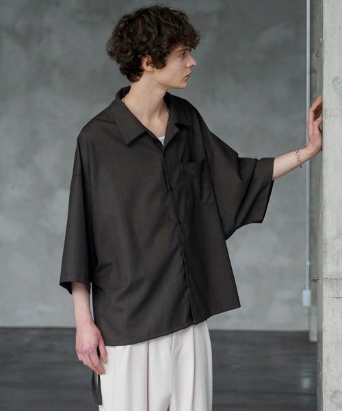 shiki tokyo（シキトウキョウ）の「OVERSIZED DOLMAN OPEN-COLLARED SHIRT / オーバーサイズドルマンオープンカラーシャツ（シャツ/ブラウス・メンズ・ブラウン/グレイッシュベージュ・LARGE/SMALL/MEDIUM）」の6枚目の写真
