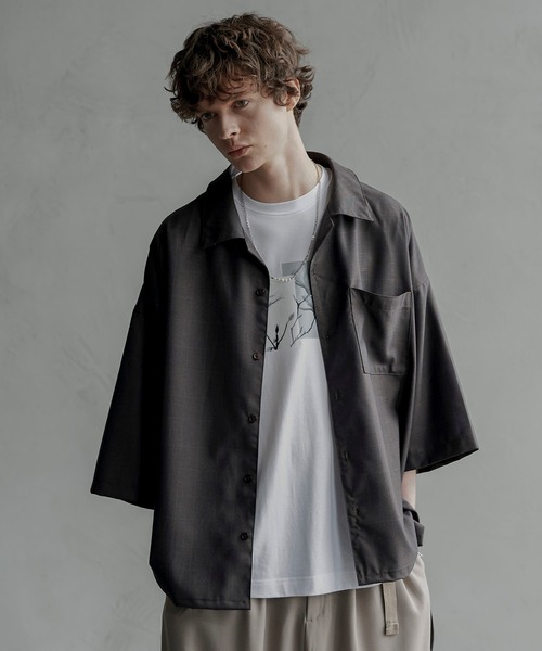 shiki tokyo（シキトウキョウ）の「OVERSIZED DOLMAN OPEN-COLLARED SHIRT / オーバーサイズドルマンオープンカラーシャツ（シャツ/ブラウス・メンズ・ブラウン/グレイッシュベージュ・LARGE/SMALL/MEDIUM）」の11枚目の写真