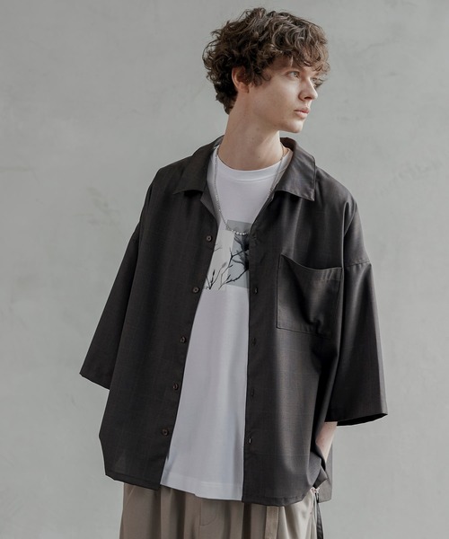 shiki tokyo（シキトウキョウ）の「OVERSIZED DOLMAN OPEN-COLLARED SHIRT / オーバーサイズドルマンオープンカラーシャツ（シャツ/ブラウス・メンズ・ブラウン/グレイッシュベージュ・LARGE/SMALL/MEDIUM）」の12枚目の写真