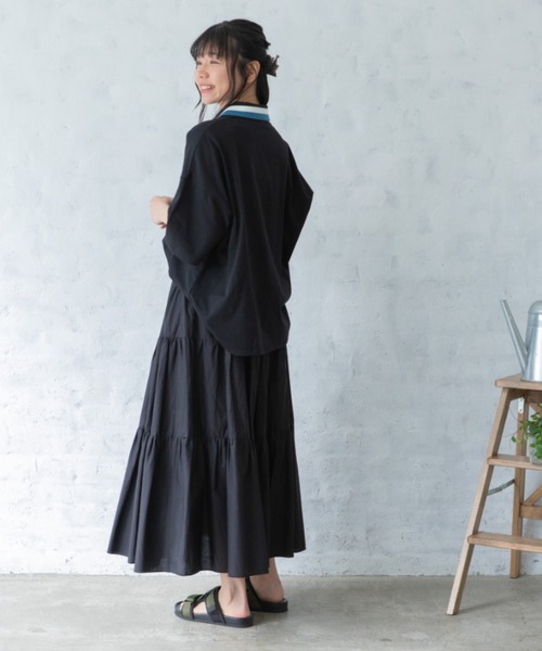 Mysa&Liina（ミーサリーナ）の「配色ラインカラービッグポロシャツ（Tシャツ/カットソー・レディース・ブラック/オフホワイト/キナリ・M）」の22枚目の写真