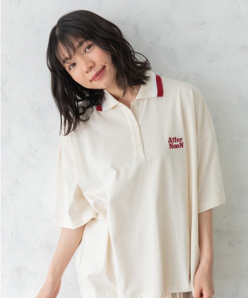 Mysa&Liina（ミーサリーナ）の「配色ラインカラービッグポロシャツ（Tシャツ/カットソー・レディース・ブラック/オフホワイト/キナリ・M）」の7枚目の写真