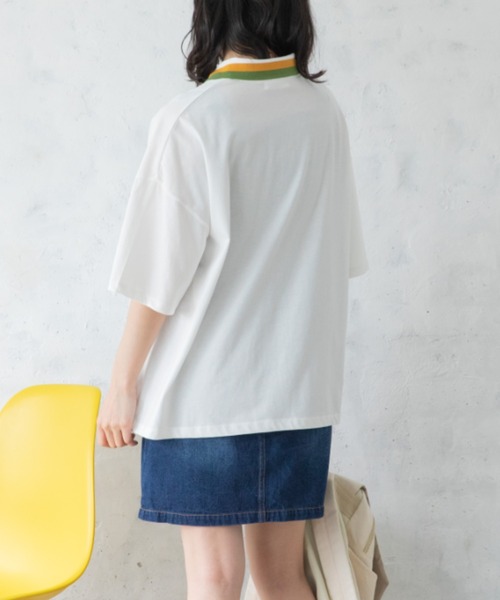 Mysa&Liina（ミーサリーナ）の「配色ラインカラービッグポロシャツ（Tシャツ/カットソー・レディース・ブラック/オフホワイト/キナリ・M）」の13枚目の写真