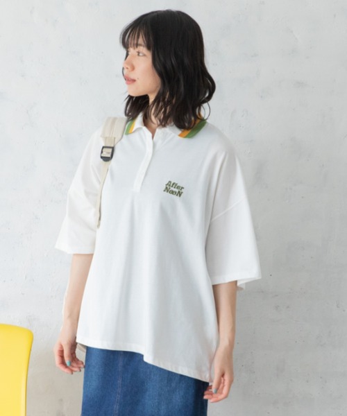 Mysa&Liina（ミーサリーナ）の「配色ラインカラービッグポロシャツ（Tシャツ/カットソー・レディース・ブラック/オフホワイト/キナリ・M）」の10枚目の写真