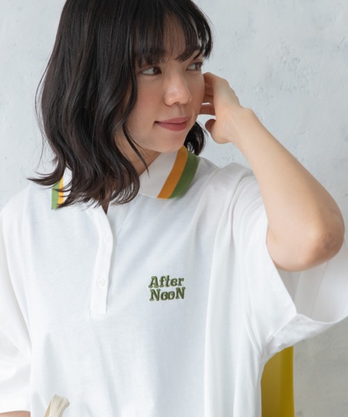 Mysa&Liina（ミーサリーナ）の「配色ラインカラービッグポロシャツ（Tシャツ/カットソー・レディース・ブラック/オフホワイト/キナリ・M）」の11枚目の写真