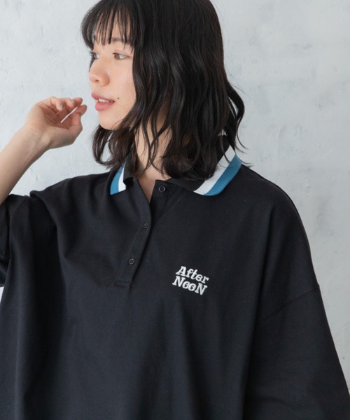 Mysa&Liina（ミーサリーナ）の「配色ラインカラービッグポロシャツ（Tシャツ/カットソー・レディース・ブラック/オフホワイト/キナリ・M）」の16枚目の写真