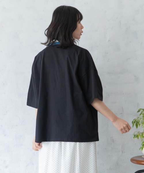 Mysa&Liina（ミーサリーナ）の「配色ラインカラービッグポロシャツ（Tシャツ/カットソー・レディース・ブラック/オフホワイト/キナリ・M）」の19枚目の写真