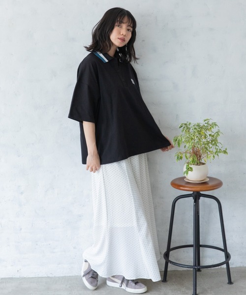 Mysa&Liina（ミーサリーナ）の「配色ラインカラービッグポロシャツ（Tシャツ/カットソー・レディース・ブラック/オフホワイト/キナリ・M）」の18枚目の写真