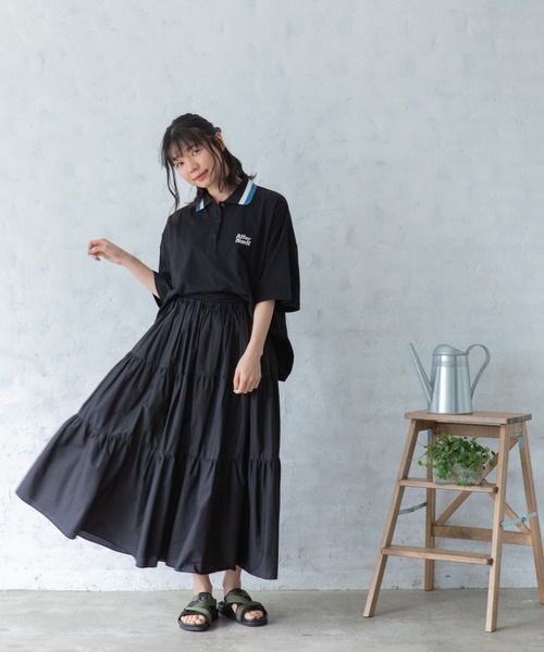 Mysa&Liina（ミーサリーナ）の「配色ラインカラービッグポロシャツ（Tシャツ/カットソー・レディース・ブラック/オフホワイト/キナリ・M）」の15枚目の写真