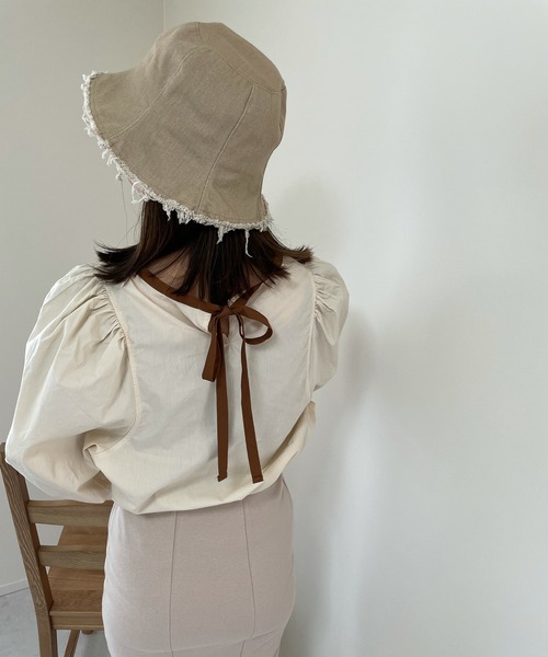 LE MORE（リモア）の「コットンカットオフバケットハット（ハット・レディース・ベージュ/アイボリー・FREE）」の7枚目の写真