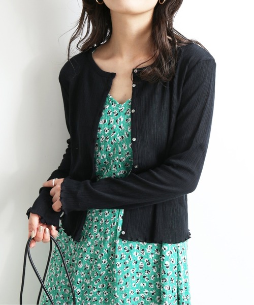 SLOBE IENA（スローブイエナ）の「シャーリングカーディガン【手洗い可能】◆（カーディガン/ボレロ・レディース・ホワイト/ブラック/サックスブルー・FREE）」の3枚目の写真