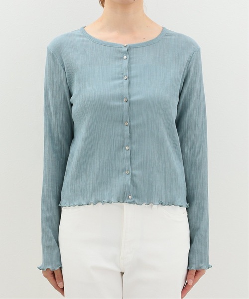 SLOBE IENA（スローブイエナ）の「シャーリングカーディガン【手洗い可能】◆（カーディガン/ボレロ・レディース・ホワイト/ブラック/サックスブルー・FREE）」の22枚目の写真