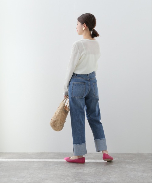 SLOBE IENA（スローブイエナ）の「シャーリングカーディガン【手洗い可能】◆（カーディガン/ボレロ・レディース・ホワイト/ブラック/サックスブルー・FREE）」の9枚目の写真