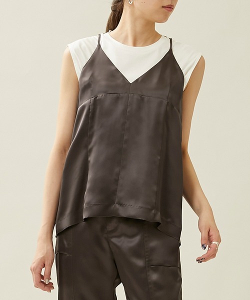 city（シティ）の「【CITY】キュプラサテンキャミソール（キャミソール・レディース・アイボリー/グレー・FREE）」の4枚目の写真