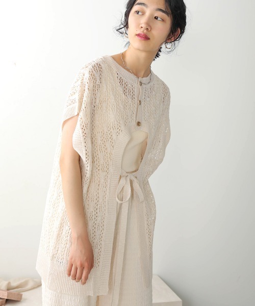 Bab(バブ)の「【WEB限定】2WAY透かし編みニットベスト(ニット/セーター・レディース・ベージュ/アイボリー/グレー系その他・FREE)」の5枚目の写真