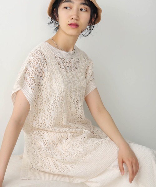 Bab(バブ)の「【WEB限定】2WAY透かし編みニットベスト(ニット/セーター・レディース・ベージュ/アイボリー/グレー系その他・FREE)」の8枚目の写真