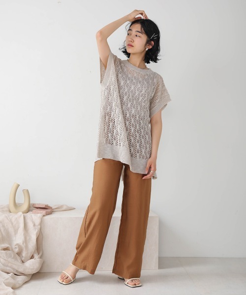Bab(バブ)の「【WEB限定】2WAY透かし編みニットベスト(ニット/セーター・レディース・ベージュ/アイボリー/グレー系その他・FREE)」の9枚目の写真