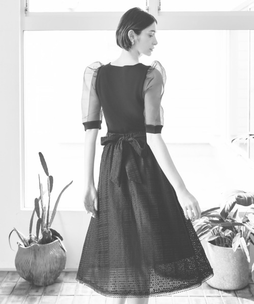 RUIRUE BOUTIQUE(ルイルエブティック)の「ブロックレースフレアースカート(スカート・レディース・ホワイト/ブラック・M/S/LL/3L/L)」の11枚目の写真