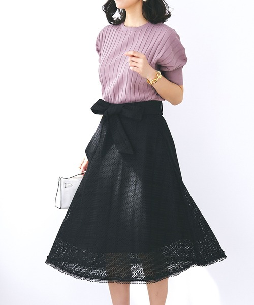 RUIRUE BOUTIQUE(ルイルエブティック)の「ブロックレースフレアースカート(スカート・レディース・ホワイト/ブラック・M/S/LL/3L/L)」の18枚目の写真