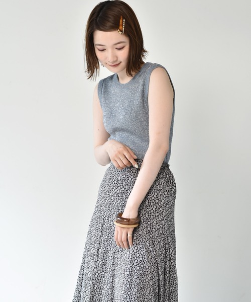 RETRO GIRL（レトロガール）の「ラメニットタンク（タンクトップ・レディース・ライトグレー/イエロー/ブルー/ライトブラウン・FREE）」の4枚目の写真