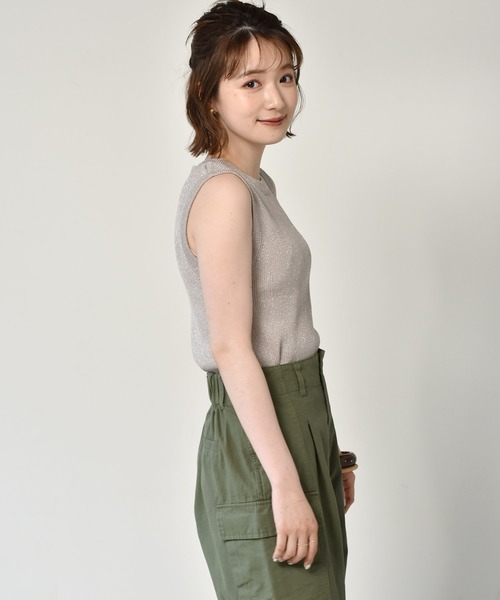 RETRO GIRL（レトロガール）の「ラメニットタンク（タンクトップ・レディース・ライトグレー/イエロー/ブルー/ライトブラウン・FREE）」の3枚目の写真