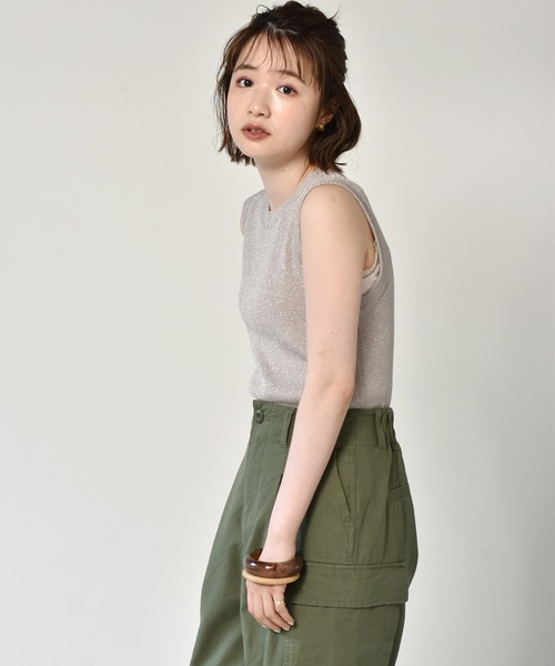 RETRO GIRL（レトロガール）の「ラメニットタンク（タンクトップ・レディース・ライトグレー/イエロー/ブルー/ライトブラウン・FREE）」の14枚目の写真