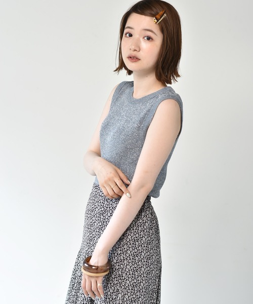 RETRO GIRL（レトロガール）の「ラメニットタンク（タンクトップ・レディース・ライトグレー/イエロー/ブルー/ライトブラウン・FREE）」の16枚目の写真