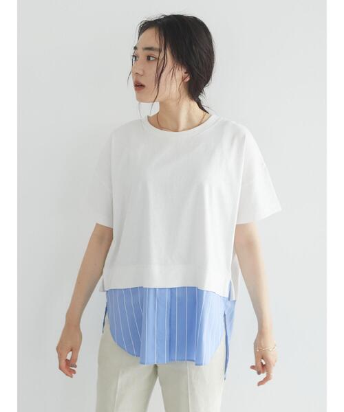 CRAFT STANDARD BOUTIQUE(クラフトスタンダードブティック)の「シャツテールコンビカットプルオーバー *(Tシャツ/カットソー・レディース・ホワイト・L/M)」の6枚目の写真