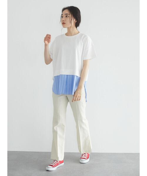 CRAFT STANDARD BOUTIQUE(クラフトスタンダードブティック)の「シャツテールコンビカットプルオーバー *(Tシャツ/カットソー・レディース・ホワイト・L/M)」の7枚目の写真