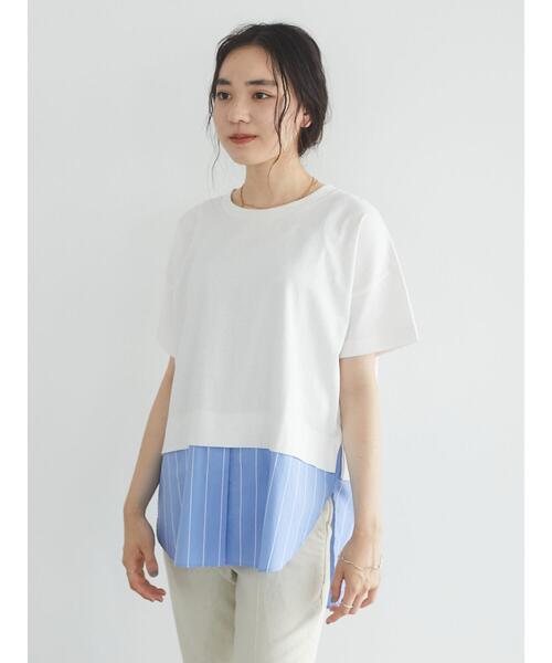 CRAFT STANDARD BOUTIQUE(クラフトスタンダードブティック)の「シャツテールコンビカットプルオーバー *(Tシャツ/カットソー・レディース・ホワイト・L/M)」の9枚目の写真