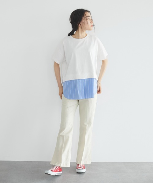 CRAFT STANDARD BOUTIQUE(クラフトスタンダードブティック)の「シャツテールコンビカットプルオーバー *(Tシャツ/カットソー・レディース・ホワイト・L/M)」の2枚目の写真