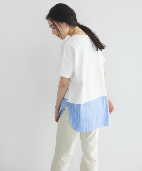CRAFT STANDARD BOUTIQUE(クラフトスタンダードブティック)の「シャツテールコンビカットプルオーバー *(Tシャツ/カットソー・レディース・ホワイト・L/M)」の3枚目の写真
