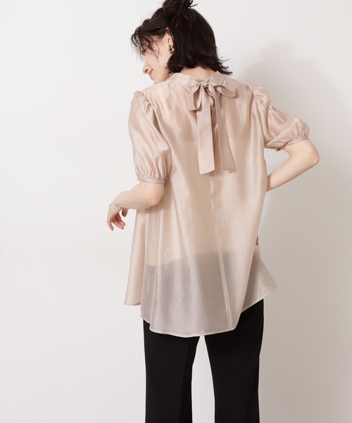 N.（N. Natural Beauty Basic）（エヌエヌナチュラルビューティーベーシック）の「◆バックリボンチュニックブラウス（シャツ/ブラウス・レディース・ブラック/ライトベージュ/ライトグリーン・MEDIUM）」の15枚目の写真