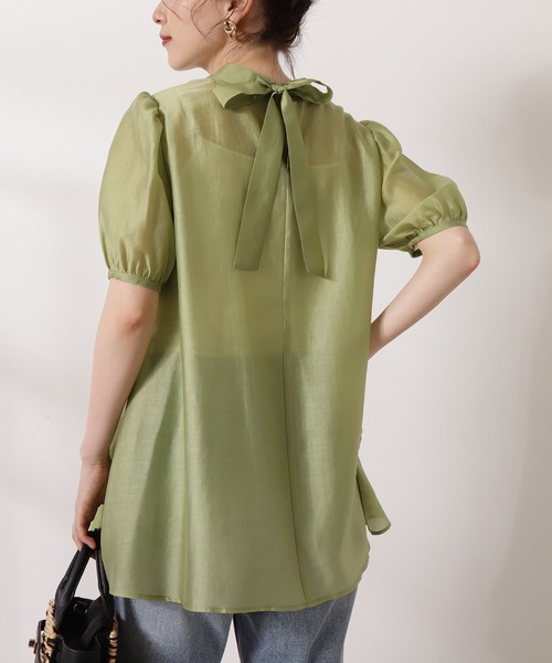 N.（N. Natural Beauty Basic）（エヌエヌナチュラルビューティーベーシック）の「◆バックリボンチュニックブラウス（シャツ/ブラウス・レディース・ブラック/ライトベージュ/ライトグリーン・MEDIUM）」の5枚目の写真