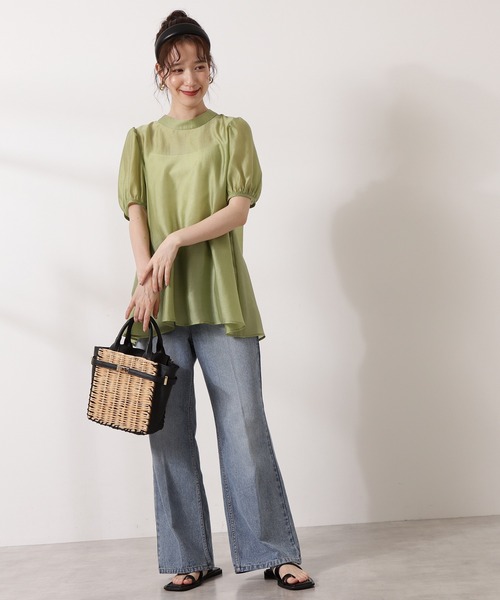 N.（N. Natural Beauty Basic）（エヌエヌナチュラルビューティーベーシック）の「◆バックリボンチュニックブラウス（シャツ/ブラウス・レディース・ブラック/ライトベージュ/ライトグリーン・MEDIUM）」の8枚目の写真