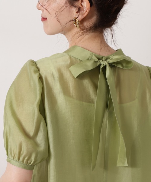 N.（N. Natural Beauty Basic）（エヌエヌナチュラルビューティーベーシック）の「◆バックリボンチュニックブラウス（シャツ/ブラウス・レディース・ブラック/ライトベージュ/ライトグリーン・MEDIUM）」の12枚目の写真