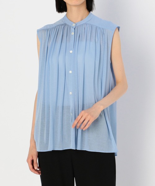 Morris & Sons（モリスアンドサンズ）の「◇【MORRIS & SONS】ギャザースリーブレスシャツ WOMEN（シャツ/ブラウス・レディース・オリーブ/ブラック/ライトブルー・0）」の17枚目の写真