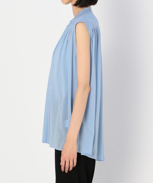 Morris & Sons（モリスアンドサンズ）の「◇【MORRIS & SONS】ギャザースリーブレスシャツ WOMEN（シャツ/ブラウス・レディース・オリーブ/ブラック/ライトブルー・0）」の16枚目の写真