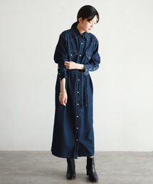 Blanc Bleu Minuit | ワンウォッシュデニム　シャツワンピース(ワンピース)