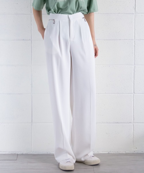 me+em select（ミームセレクト）の「ジップスリットタックワイドスラックス（スラックス・レディース・ライトブルー/ダークブルー/グリーン/ホワイト/ピンク・M/L/S）」の15枚目の写真