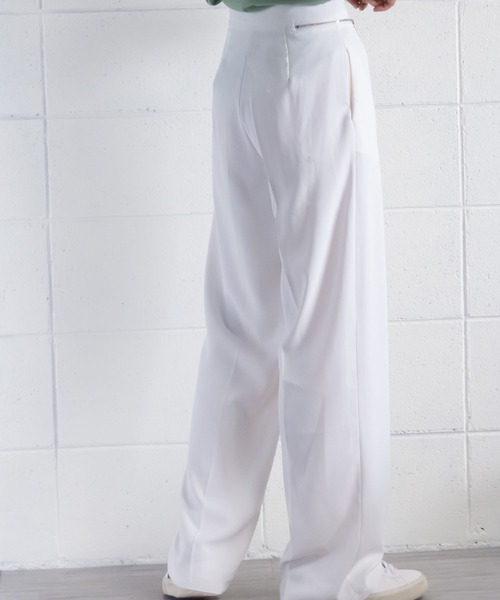 me+em select（ミームセレクト）の「ジップスリットタックワイドスラックス（スラックス・レディース・ライトブルー/ダークブルー/グリーン/ホワイト/ピンク・M/L/S）」の16枚目の写真