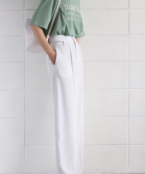 me+em select（ミームセレクト）の「ジップスリットタックワイドスラックス（スラックス・レディース・ライトブルー/ダークブルー/グリーン/ホワイト/ピンク・M/L/S）」の17枚目の写真