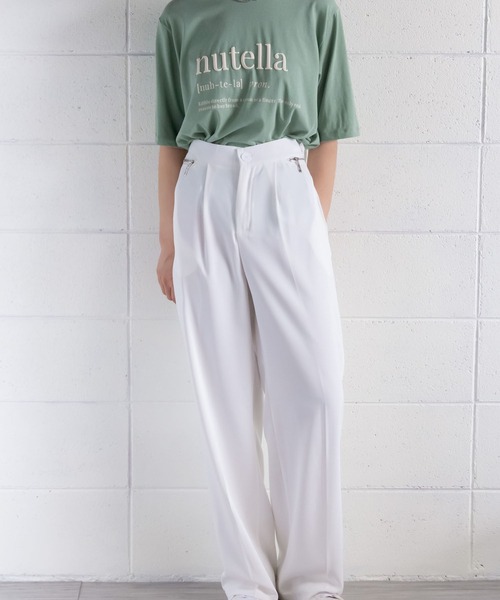 me+em select（ミームセレクト）の「ジップスリットタックワイドスラックス（スラックス・レディース・ライトブルー/ダークブルー/グリーン/ホワイト/ピンク・M/L/S）」の18枚目の写真