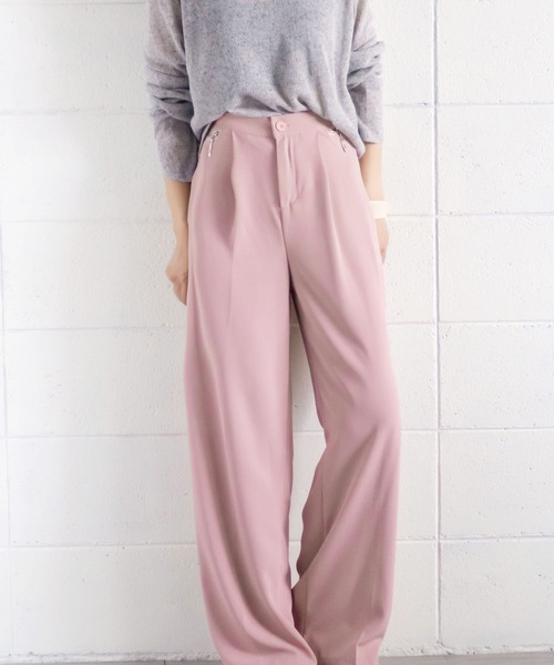 me+em select（ミームセレクト）の「ジップスリットタックワイドスラックス（スラックス・レディース・ライトブルー/ダークブルー/グリーン/ホワイト/ピンク・M/L/S）」の19枚目の写真