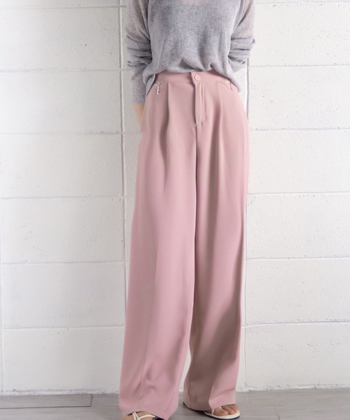 me+em select（ミームセレクト）の「ジップスリットタックワイドスラックス（スラックス・レディース・ライトブルー/ダークブルー/グリーン/ホワイト/ピンク・M/L/S）」の20枚目の写真