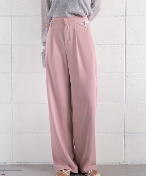 me+em select（ミームセレクト）の「ジップスリットタックワイドスラックス（スラックス・レディース・ライトブルー/ダークブルー/グリーン/ホワイト/ピンク・M/L/S）」の21枚目の写真